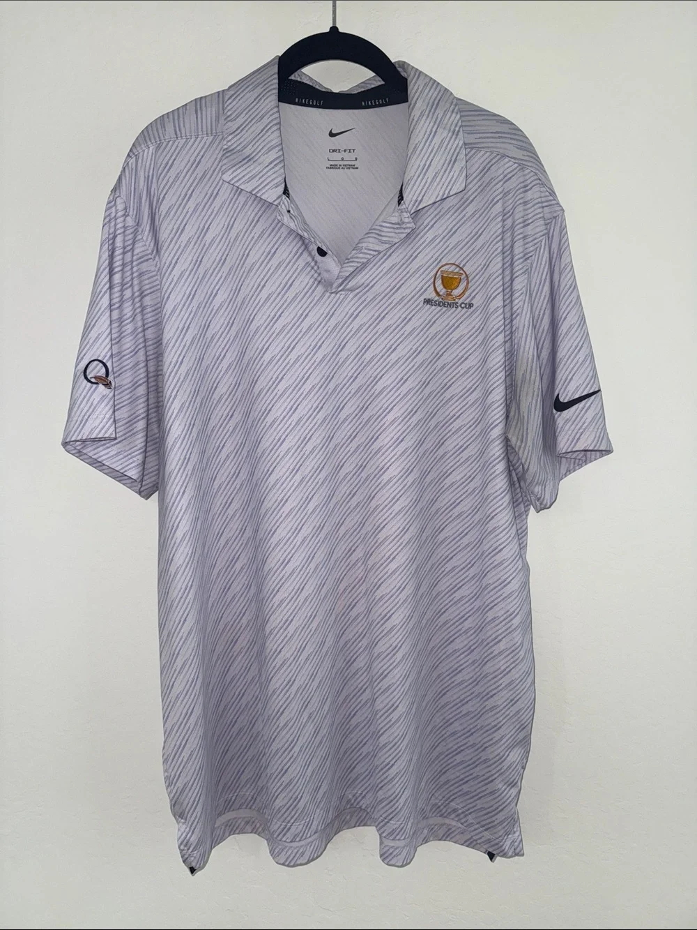 Nike light gray and Light Purple Presidents Cup Golf Polo